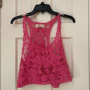 Abercrombie Pink Lace Detail Crop Top